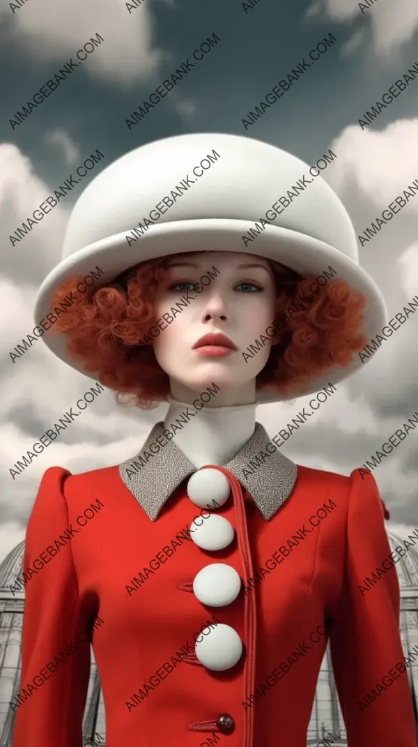 Stylish Scene with Fashion-Forward Woman in Red Hat