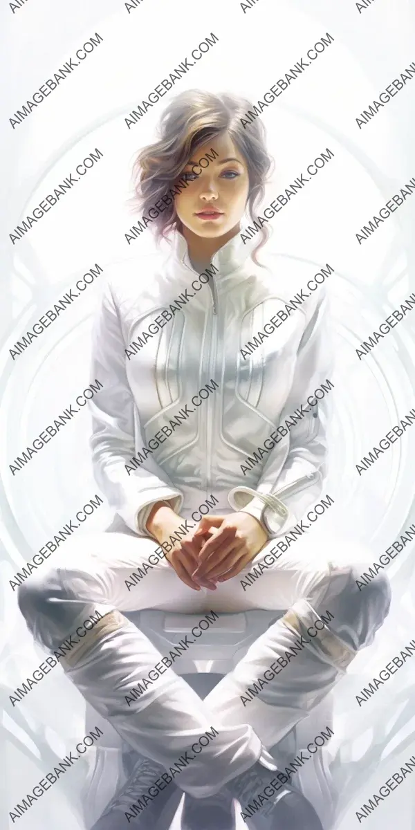 Stunning half-body portrait of a woman in white uniform