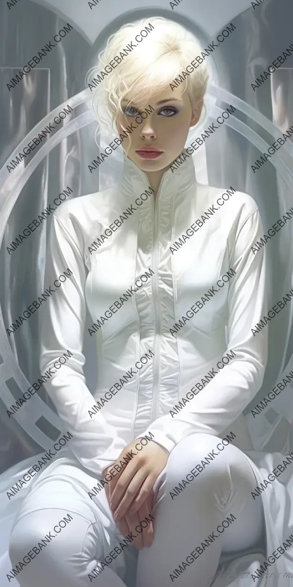 Half-body portrait of an exquisite woman in a white uniform