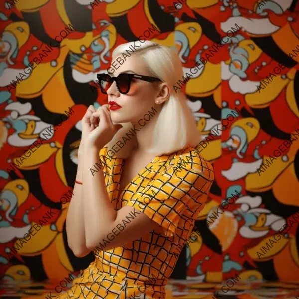 Retro-themed photo shoot with bold patterns and daring poses