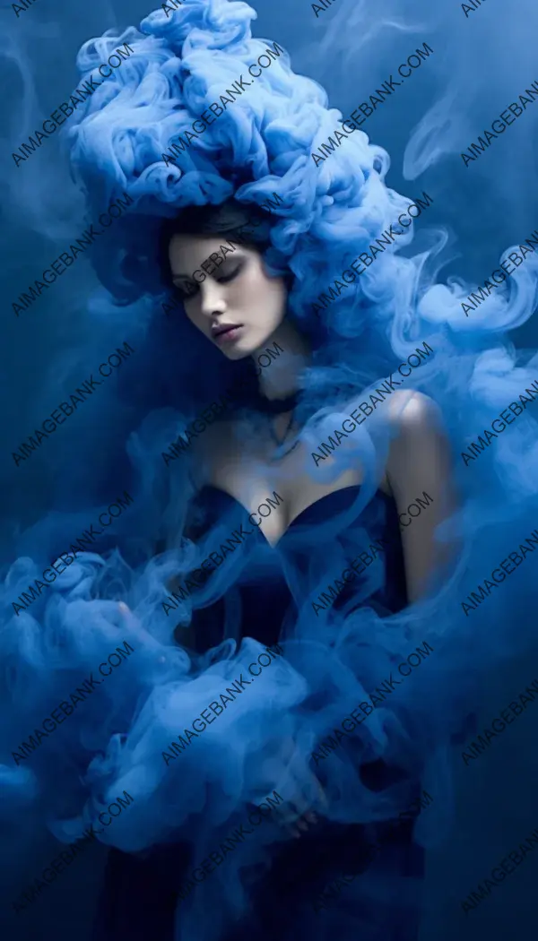 Captivating ultramarine blue smoke creates an ethereal atmosphere