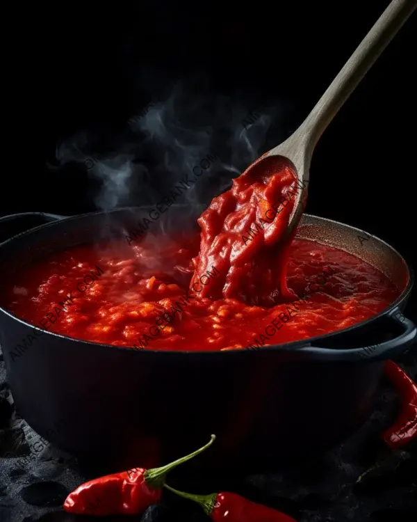 Simmering Delights: Red Meat Sauce in a Pot