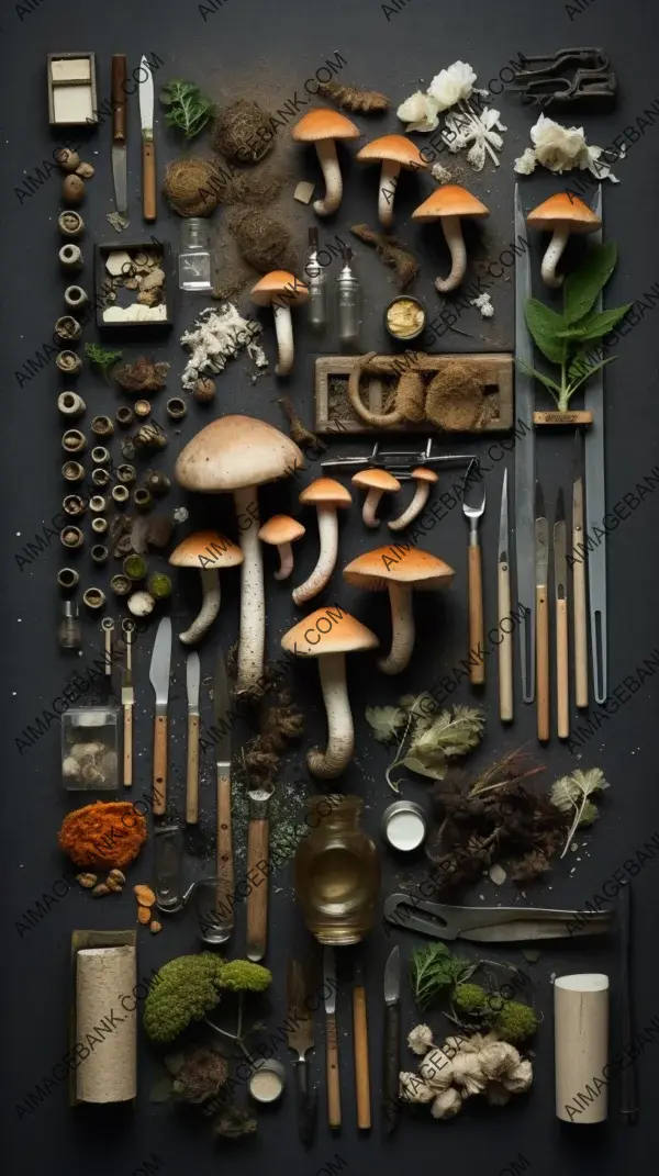 Meticulous Setup: Knolling Tools for Cultivating Mushrooms