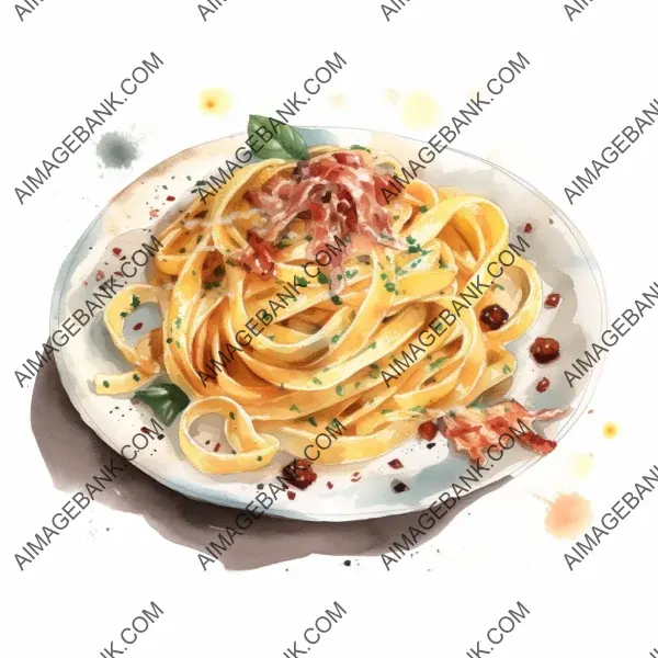 Art of Pasta: Illustrating Carbonara on White Background