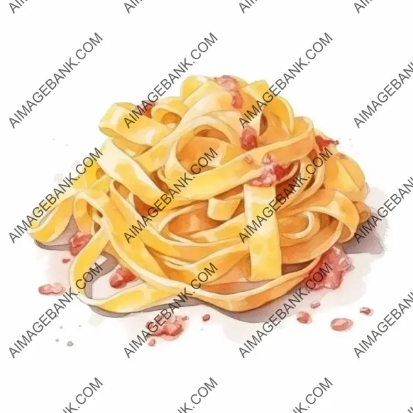 Carbonara Details: Pasta Illustration on White Background