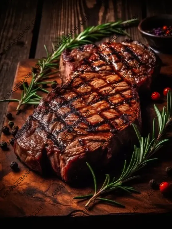 Enhancing Steak&#8217;s Appeal: A Dark Wooden Surface Sets the Perfect Background