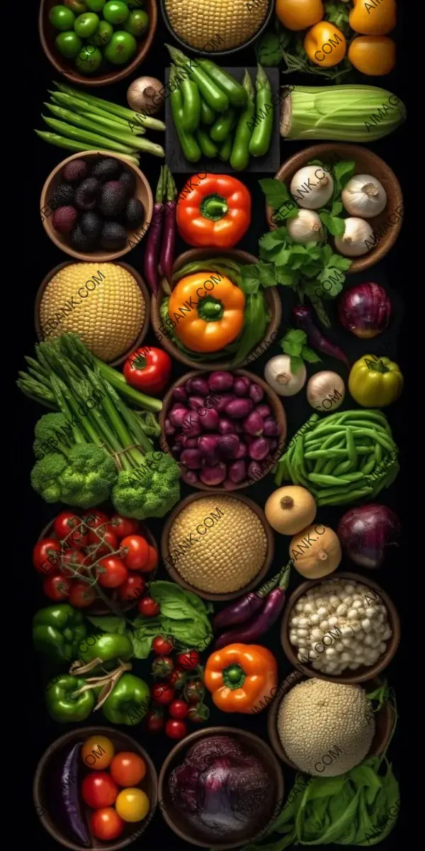 Captivating Photorealism: A Godly View of Fresh Vegetables from the Top