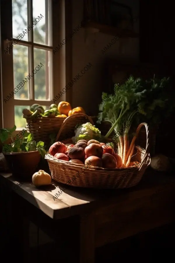 Garden&#8217;s Delight: Captivating Basket of Fresh Vegetables Stands Tall