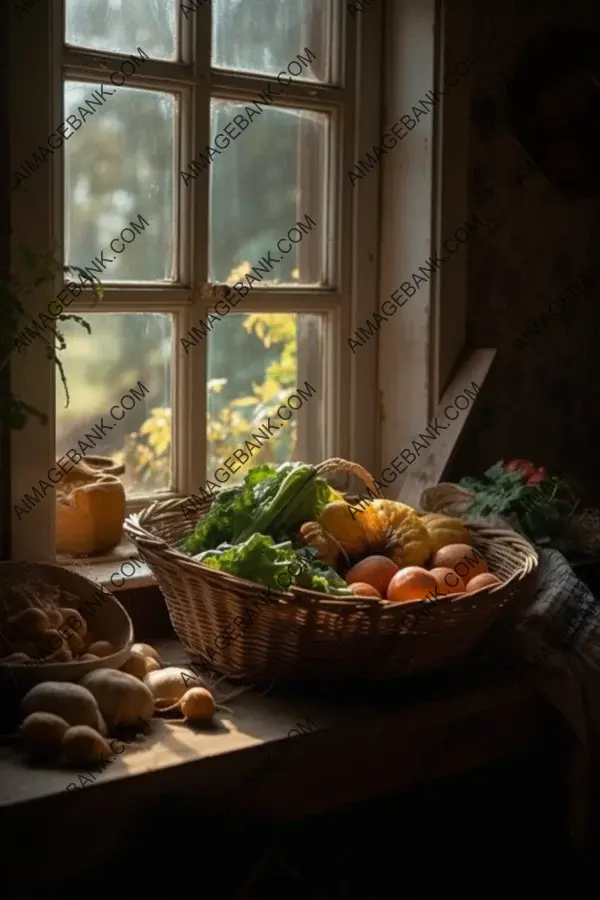 Captivating Freshness: Basket of Vegetables from the Garden Stands Tall