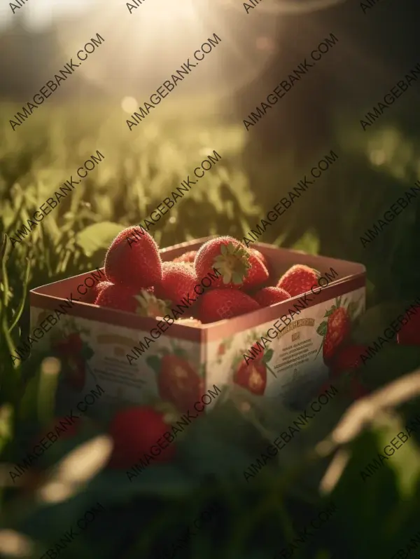 Delightful tea packaging with strawberry flavor in a green meadow