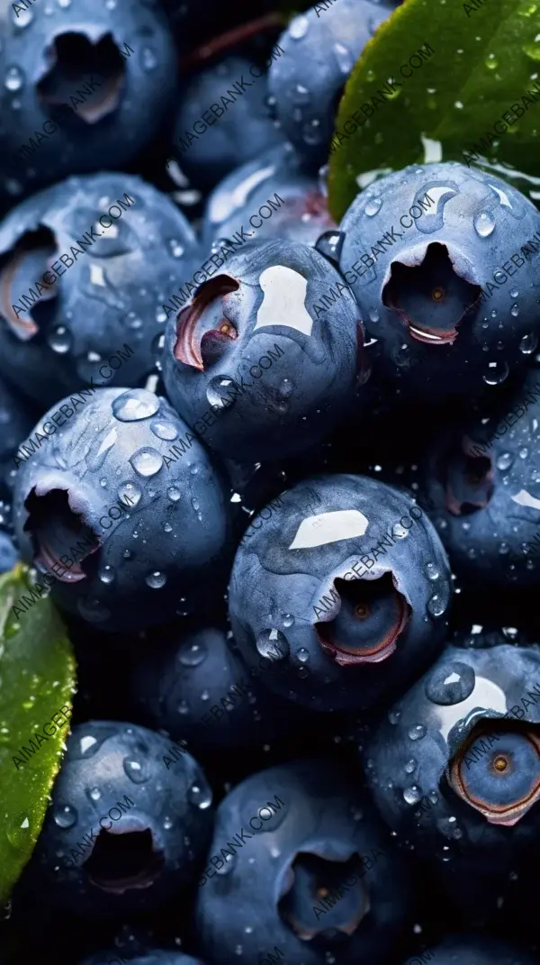 Blueberry Cluster with Water Drops