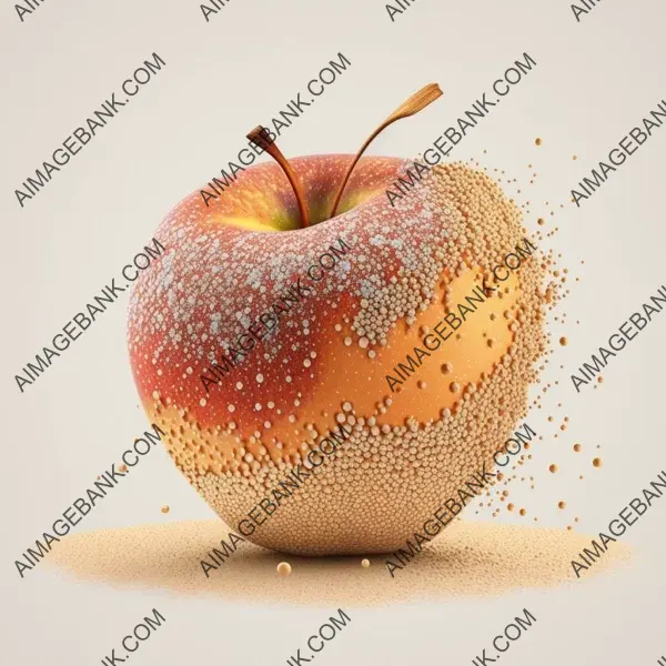 Apple art in motion: blowing away and transforming into pointillism