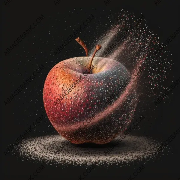 An artistic apple adventure: the beauty of an apple blowing away and turning into pointillism