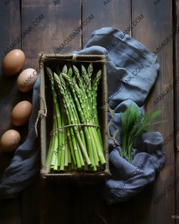 Nature&#8217;s bounty: capturing the raw beauty of cut asparagus and eggs in soft window light