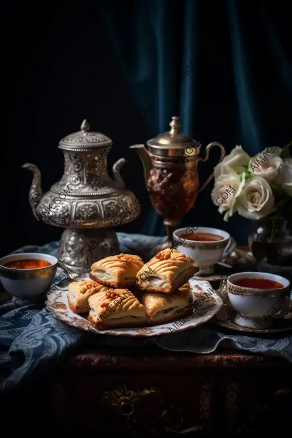 Turkish tea and baklava delight: a photography capturing oriental sweetness