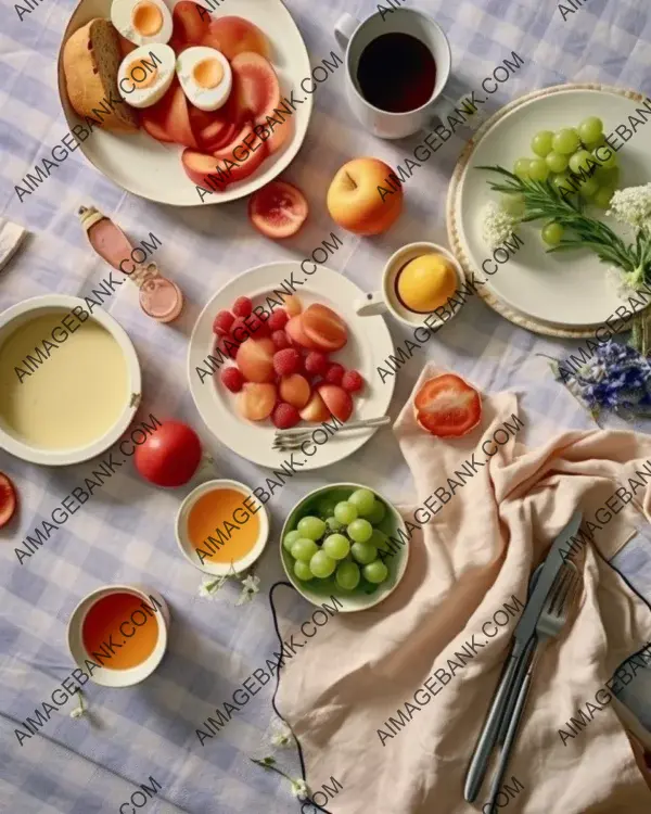 Captivating Flatlay of French-Style Breakfast with Studio Lighting