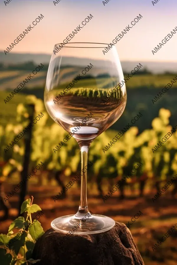 Wineglass with Lush Grape Field View