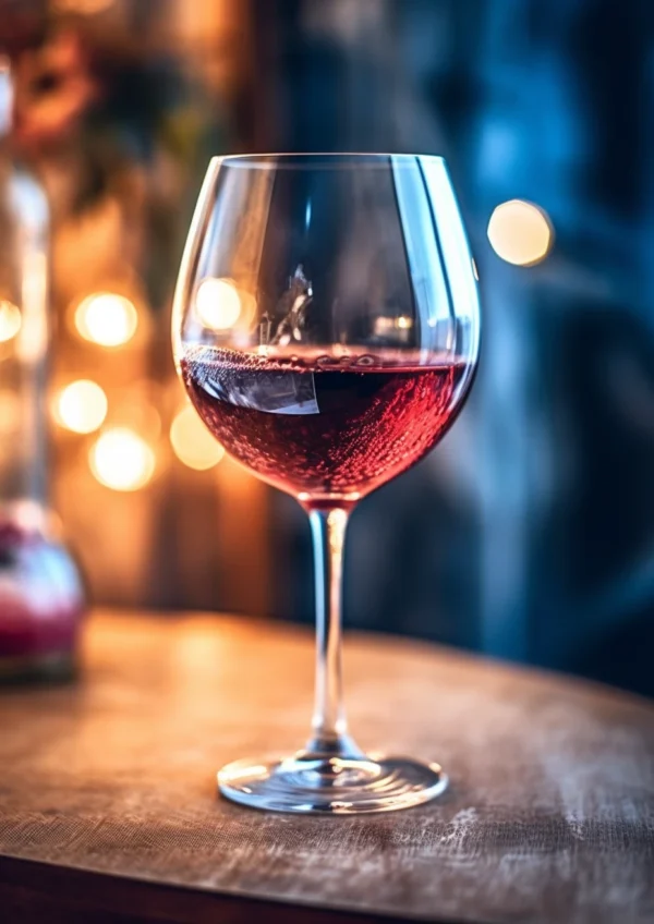 Sophisticated Maroon-Styled Wine Glass on Table