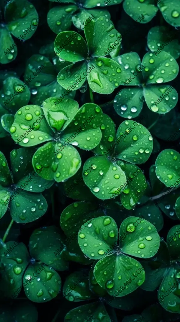 Surrounding the clover leafs in the photo are drops.