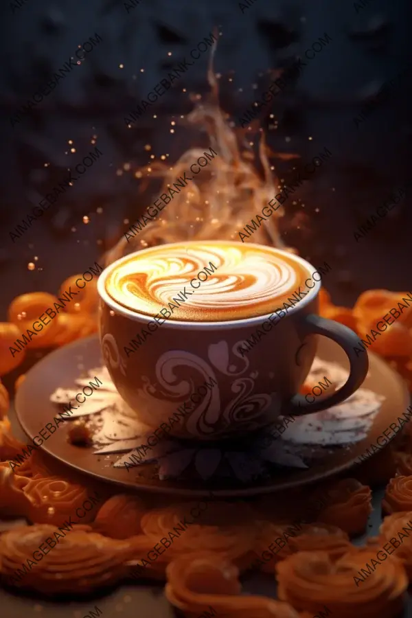 The kirigami latte art is captured in cinematic lighting for food photography.