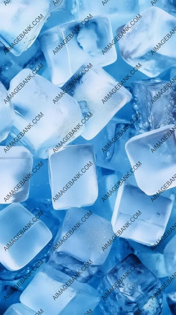 The full screen displays ice cubes with a white gradient fading down to blue.