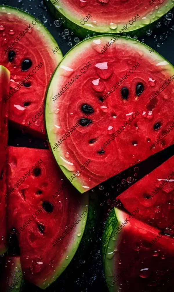 Surrounding the watermelon in the photo are drops.