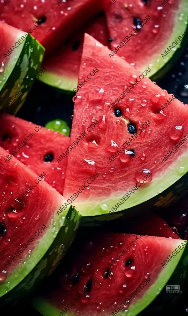 Mesmerizing image of a bunch of watermelon adorned with droplets