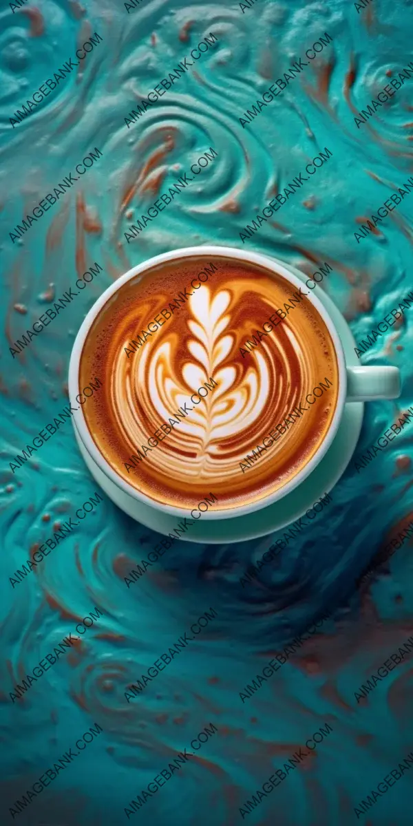 The photo showcases an expertly prepared caff? latte from a top view perspective.