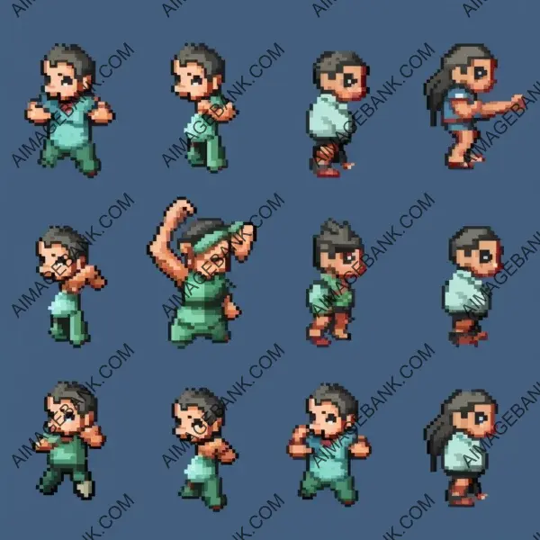 16bit character design model spritesheet