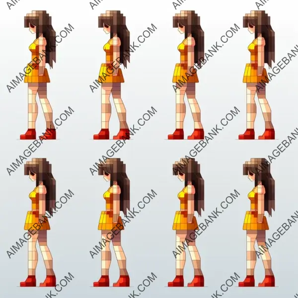 Waifu Manga Pixel Art: Complete Bit Sprite Sheet Frame