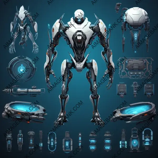 Sprite collection of animated robotic characters