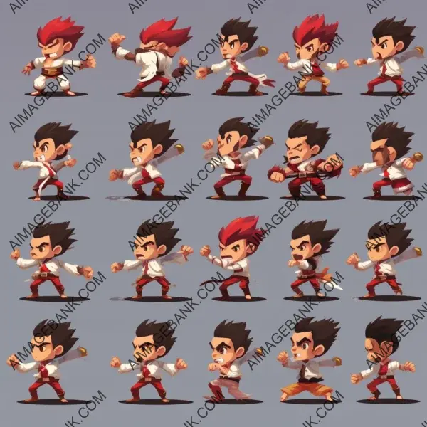 Fighting moves sprite sheet for 2D character