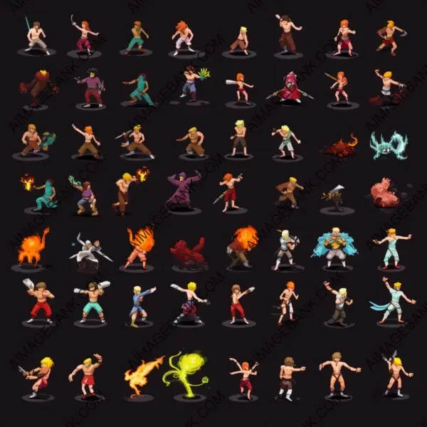 Sprite sheet of all fighting moves for 2D character