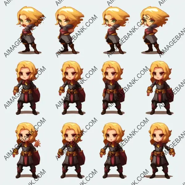 Creating a sprite sheet for a blonde woman thief character