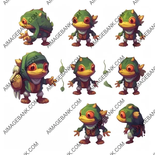 Sprite sheet showcasing a character with a cute frog backpack