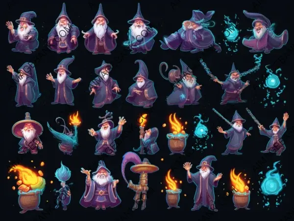 Designing an animation spritesheet for a magical wizard character