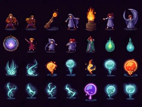 Crafting an animation spritesheet for a magical wizard character