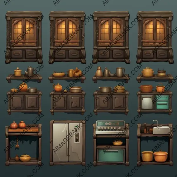 Create modern style 8K cupboard UI spritesheet