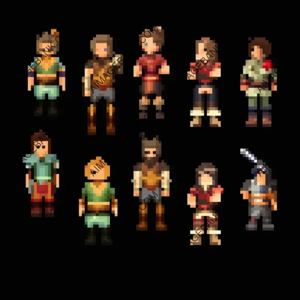 Medieval men variations in 16&#215;16 sprite sheet