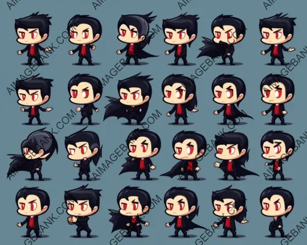 Generate spritesheet for chibi-vampire character