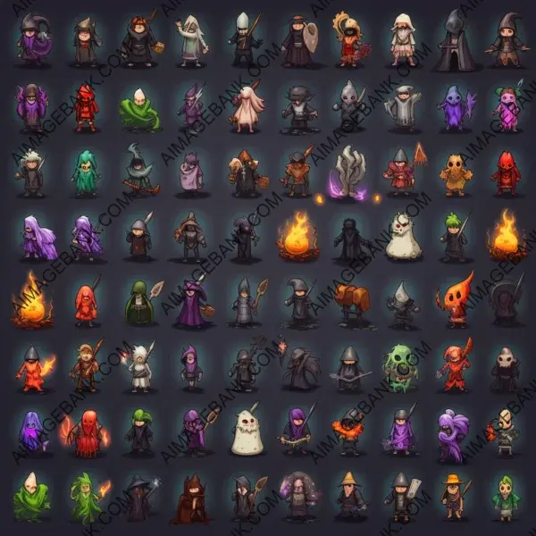 Imagine a spritesheet for a mage warrior character