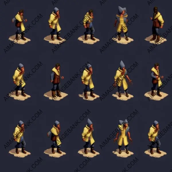 Create sprite sheet animation in isometric perspective for game character