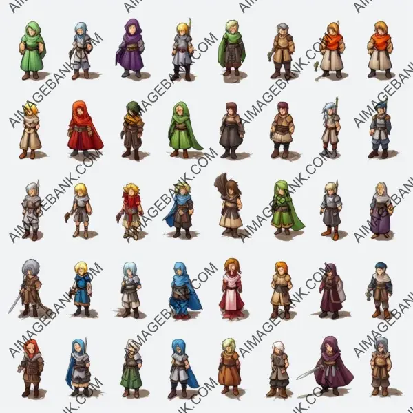 576 Frames: RPG Maker MZ Character Hero Walking Sprites