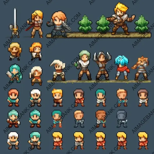 16-Bit Style Sprite Animation Sheet: Complete Pixel Art