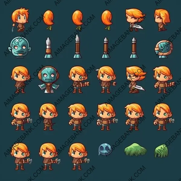 RPG Game Character Designed for Game Maker Software: Complete Sprite Sheet