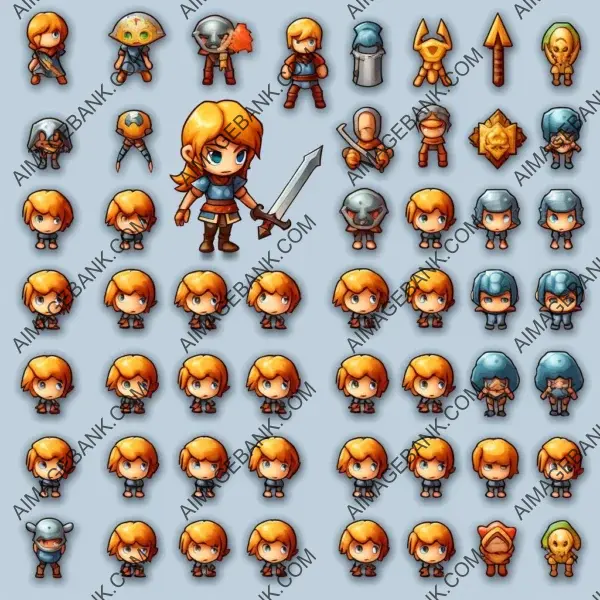 Complete Sprite Sheet: RPG Game Character for Game Maker Software