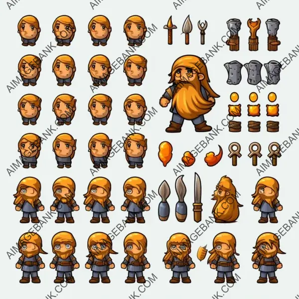 RPG Game Character for Game Maker Software: Complete Sprite Sheet