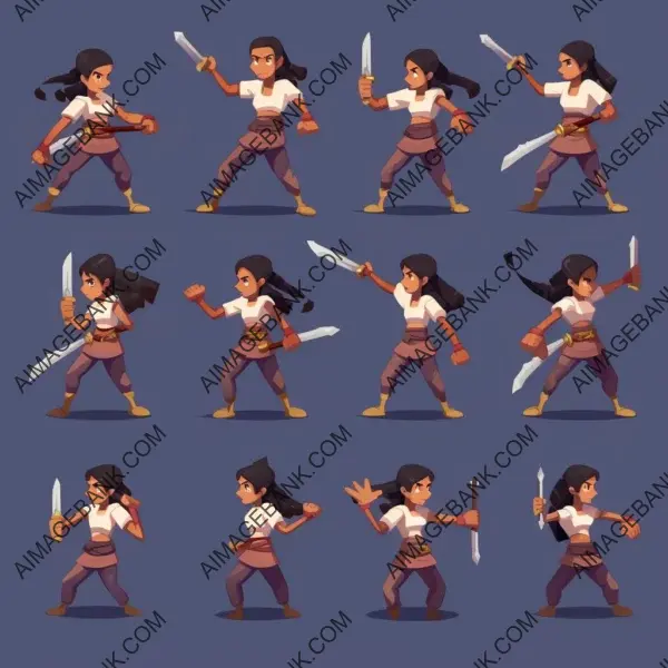 Complete Sprite Sheet: Female Mama Fighter