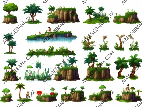 Sprite Sheet: Underground Scene on White Background