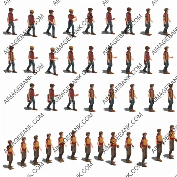 Walking Animation 64&#215;64 Civilian: Complete Sprite Sheet